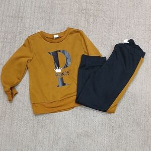 Brown and Black Prince Sweatshirt and Pants Set